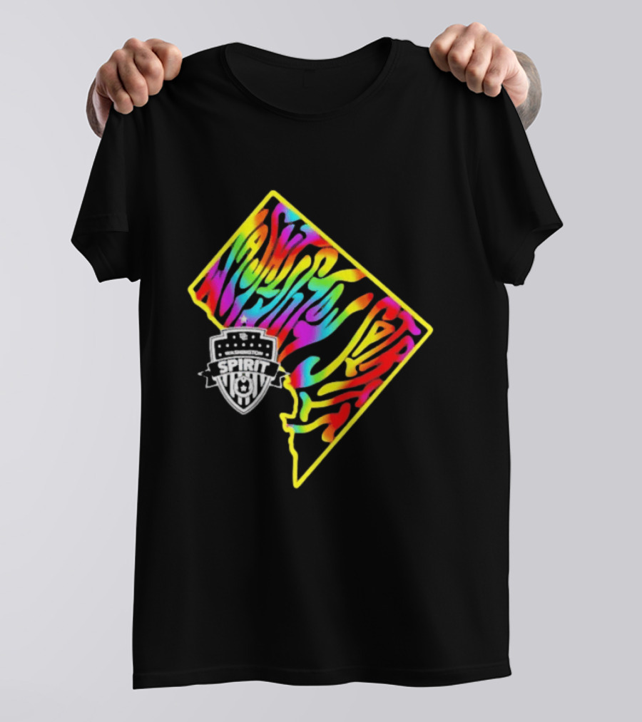 Washington Spirit Groovy Pride Rainbow State Map T-Shirt