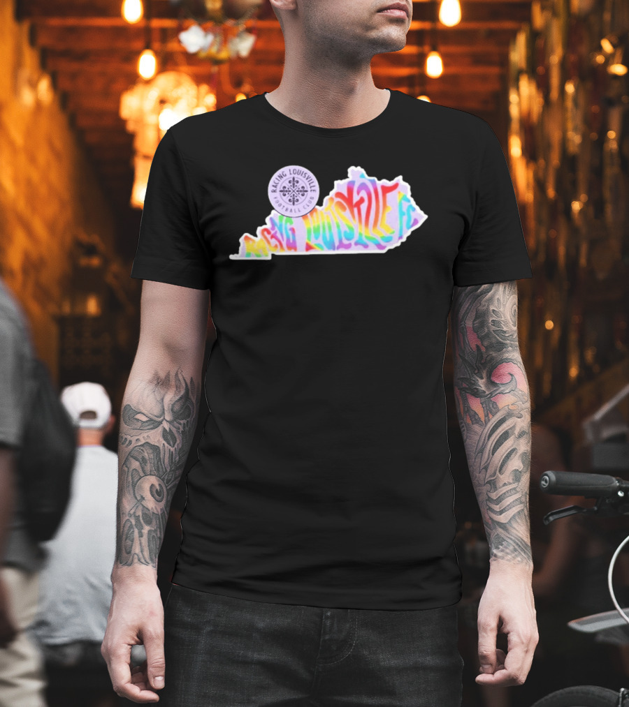 Racing Louisville FC Pride Kentucky State Map Groovy T-Shirt