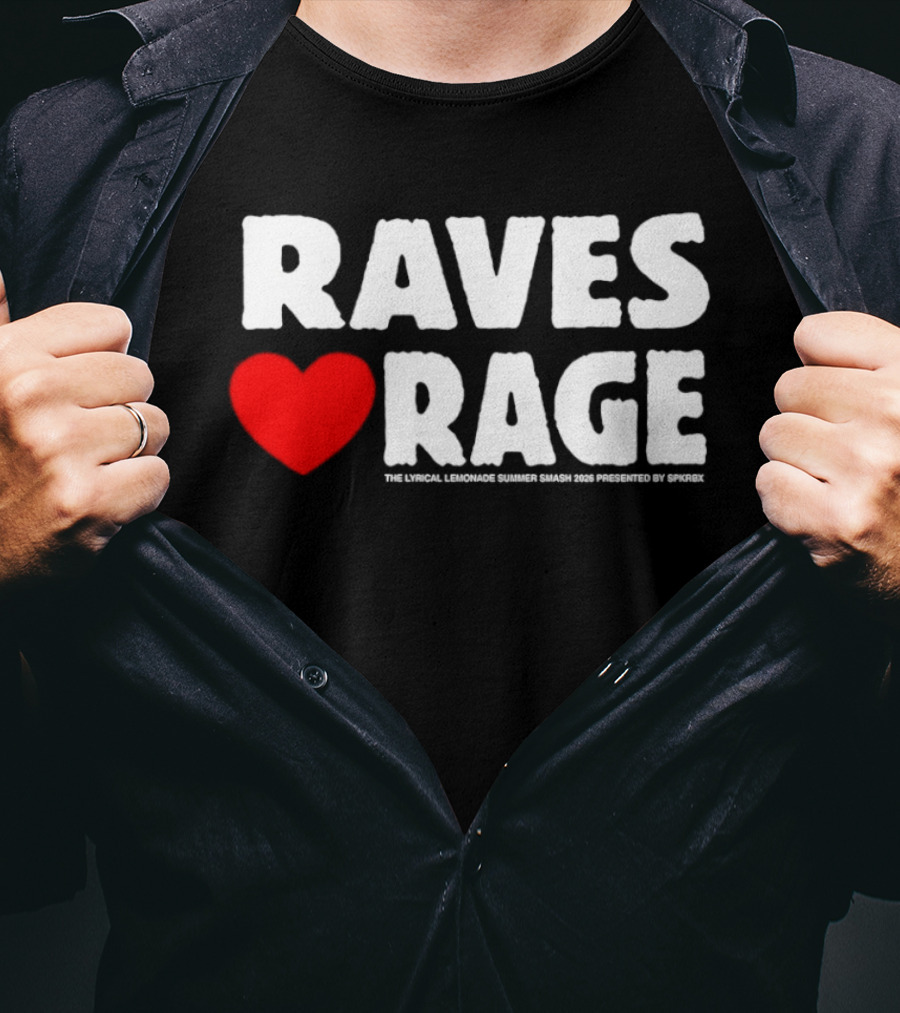 Raves Love Rage Summer Smash 2026 Festival Black Trucker T-Shirt