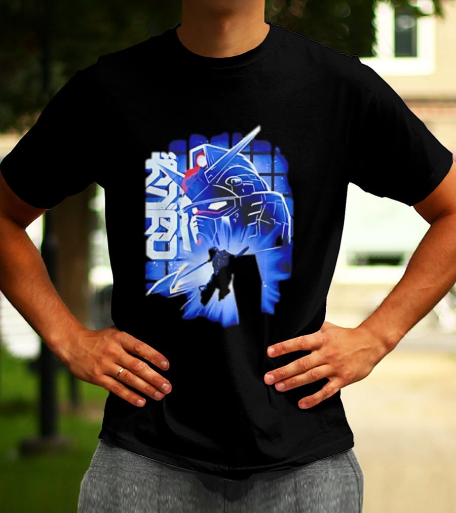 RX 78 2 Mobile Suit Gundam Fighter Neon Blue T-Shirt
