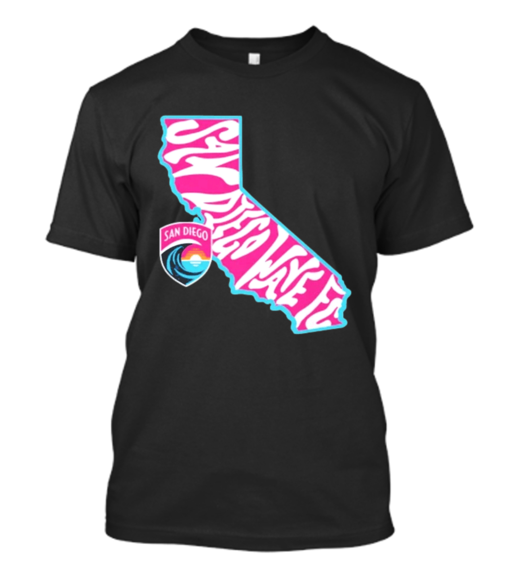 San Diego Wave FC Groovy California Pink State T-Shirt