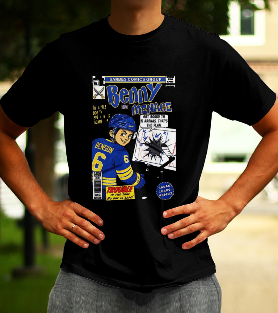 Sarbes Comics Benny The Menace Zach Benson Trouble Buffalo Sabres Hockey T-Shirt