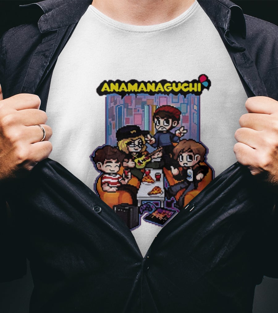 Anamanaguchi Scott Pilgrim Vs The World The Game Retro Pixel Art Scene T-Shirt