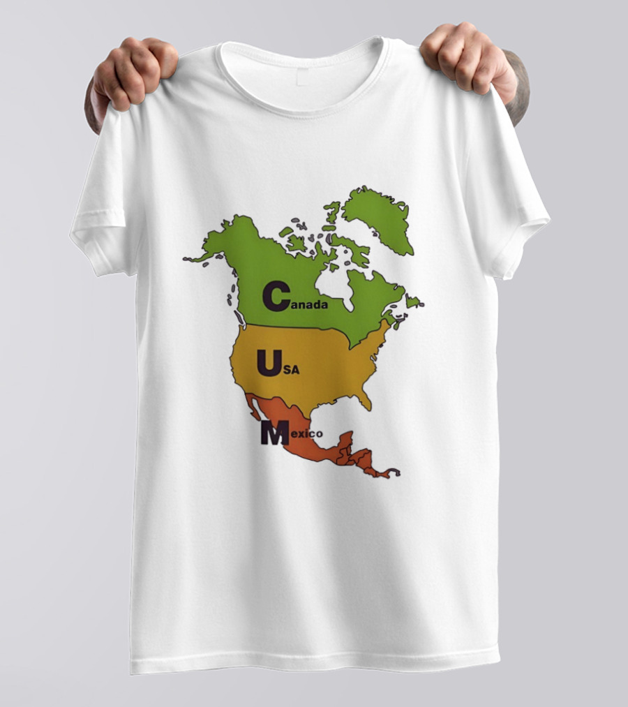 Canada USA Mexico Map CUM Bold Letters T-Shirt