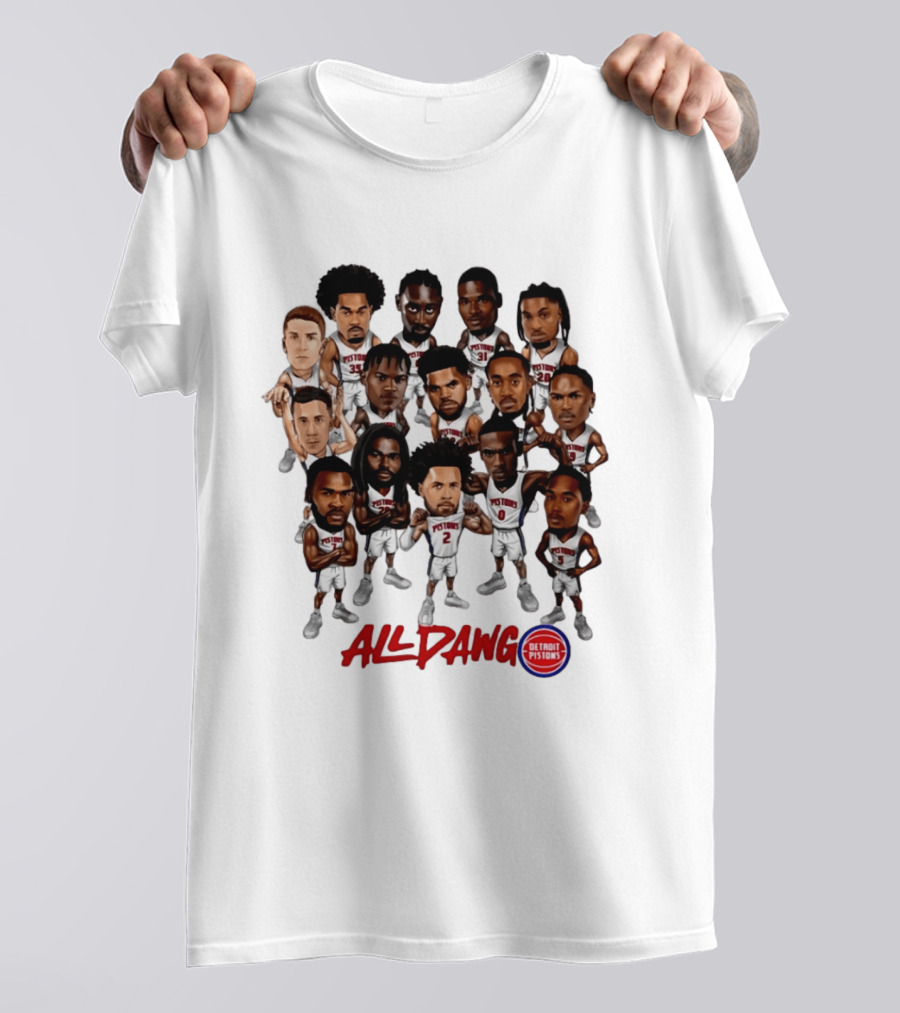 Detroit Pistons All Dawg Team Caricature Players T-Shirt