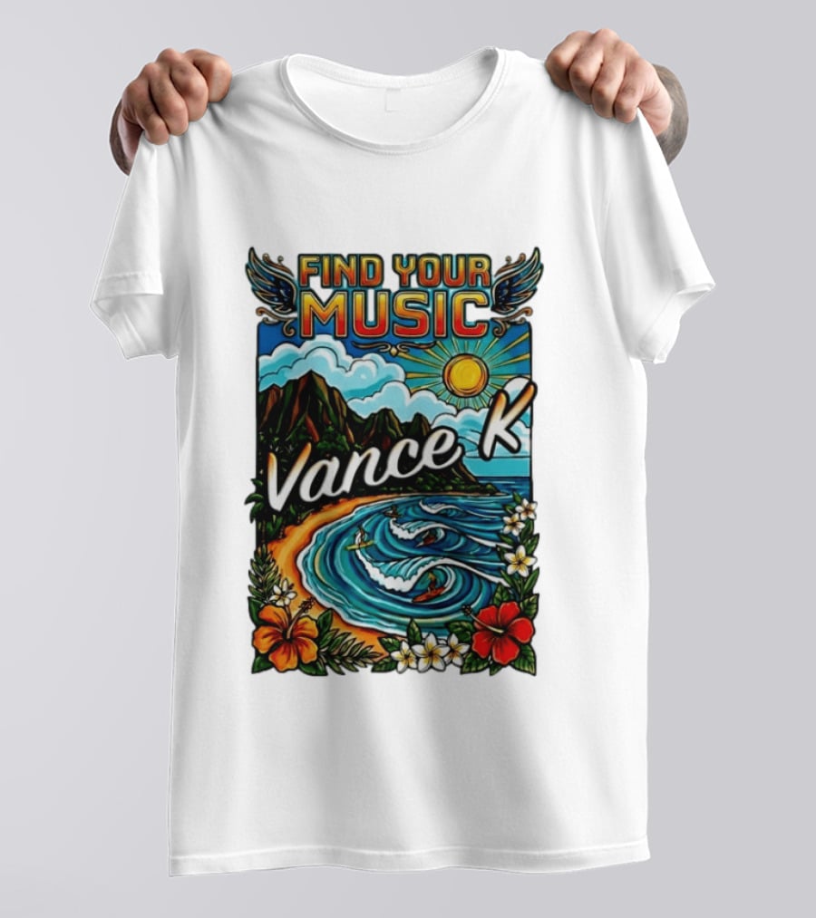 Find Your Music Vance K Tropical Surfing Paradise T-Shirt