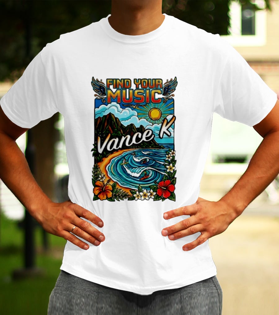 Find Your Music Vance K Tropical Surfing Paradise T-Shirt