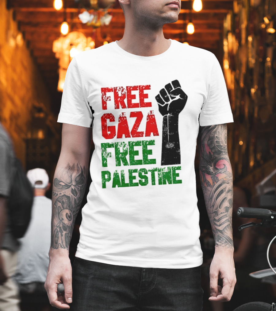 Free Gaza Free Palestine Raised Fist T-Shirt