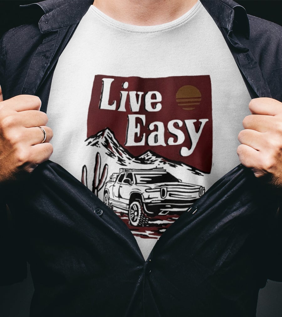 Live Easy Bronco Car Desert Adventure Sunset T-Shirt