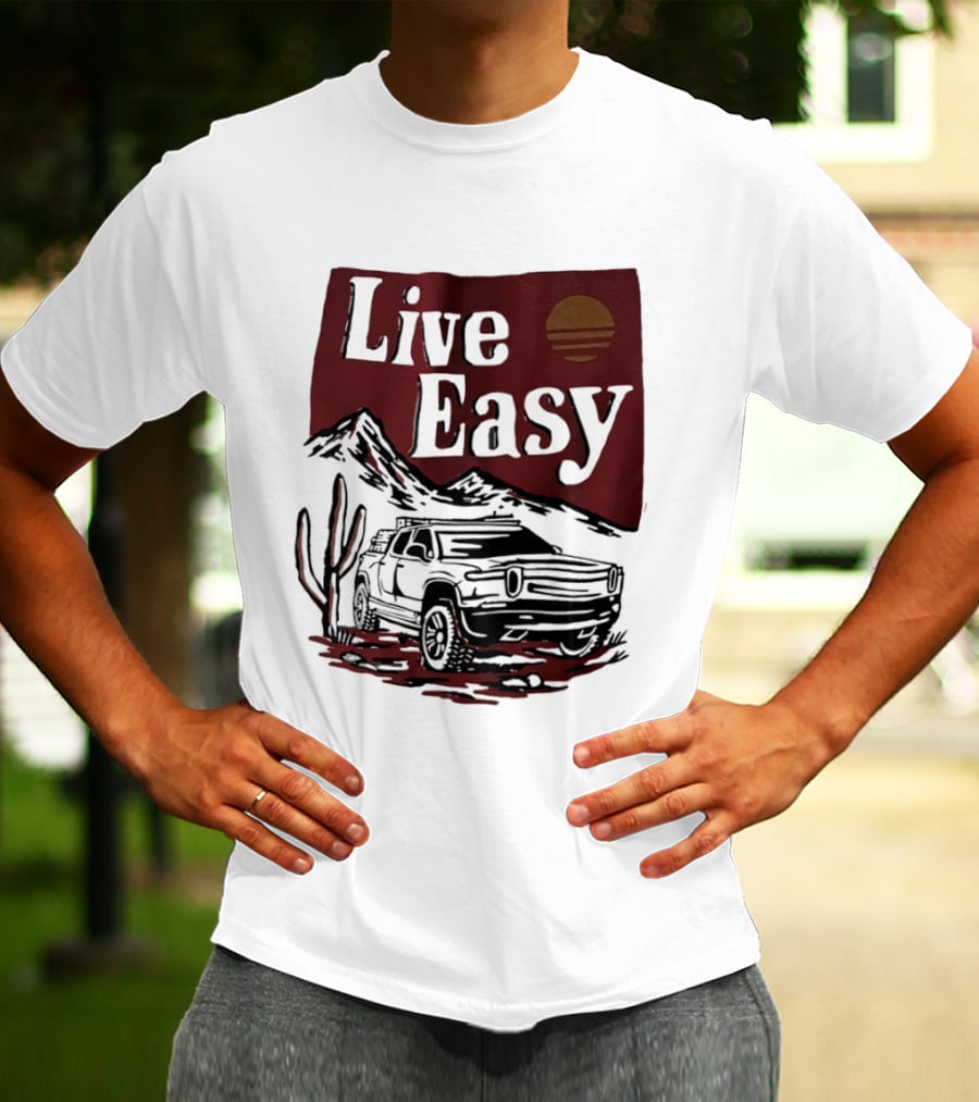 Live Easy Bronco Car Desert Adventure Sunset T-Shirt