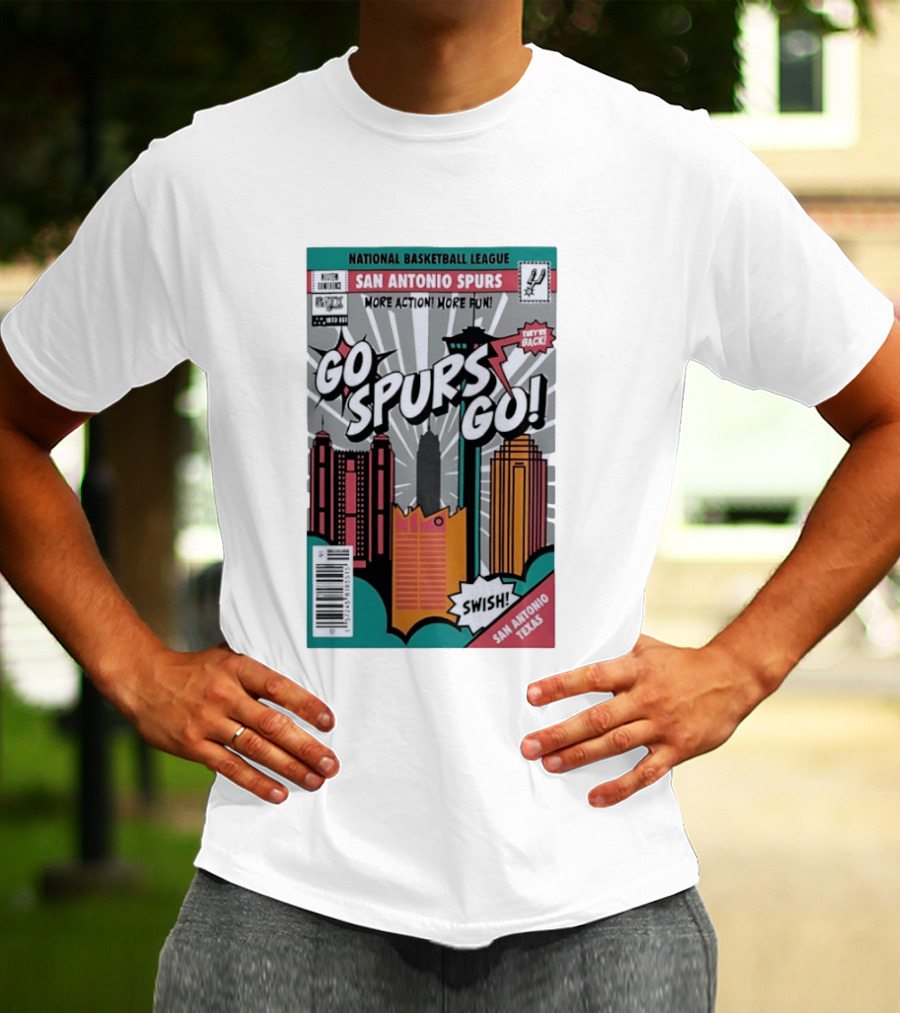 National Basketball League San Antonio Spurs More Action More Fun Go Spurs Go Swish Back Texas T-Shirt