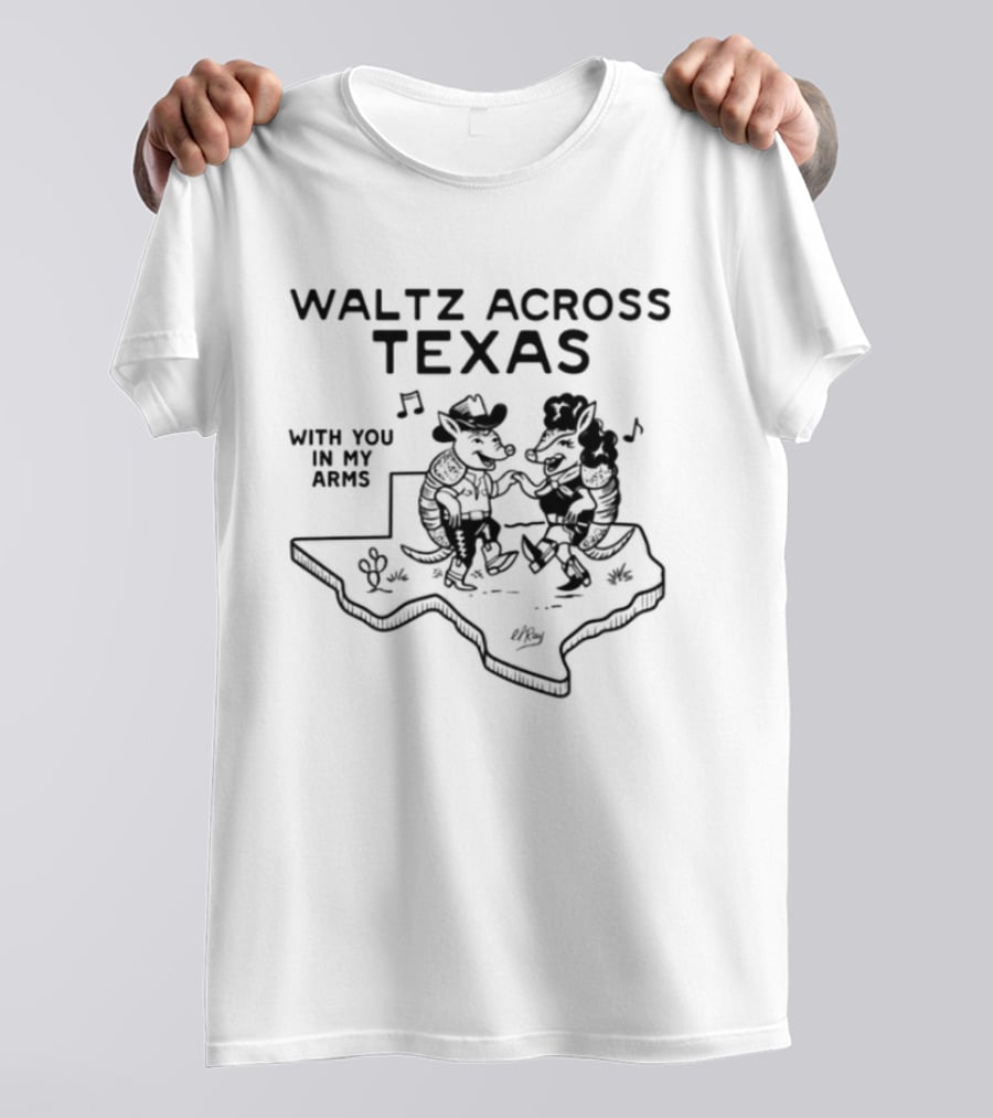 Waltz Across Texas With You In My Arms Texas Map Dancing Cowboys T-Shirt