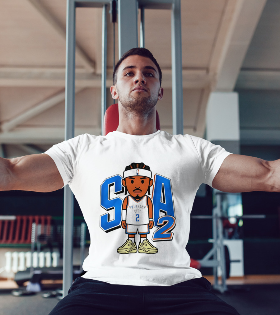 Shai Gilgeous Alexander Oklahoma City 2 Blue SA Caricature T-Shirt