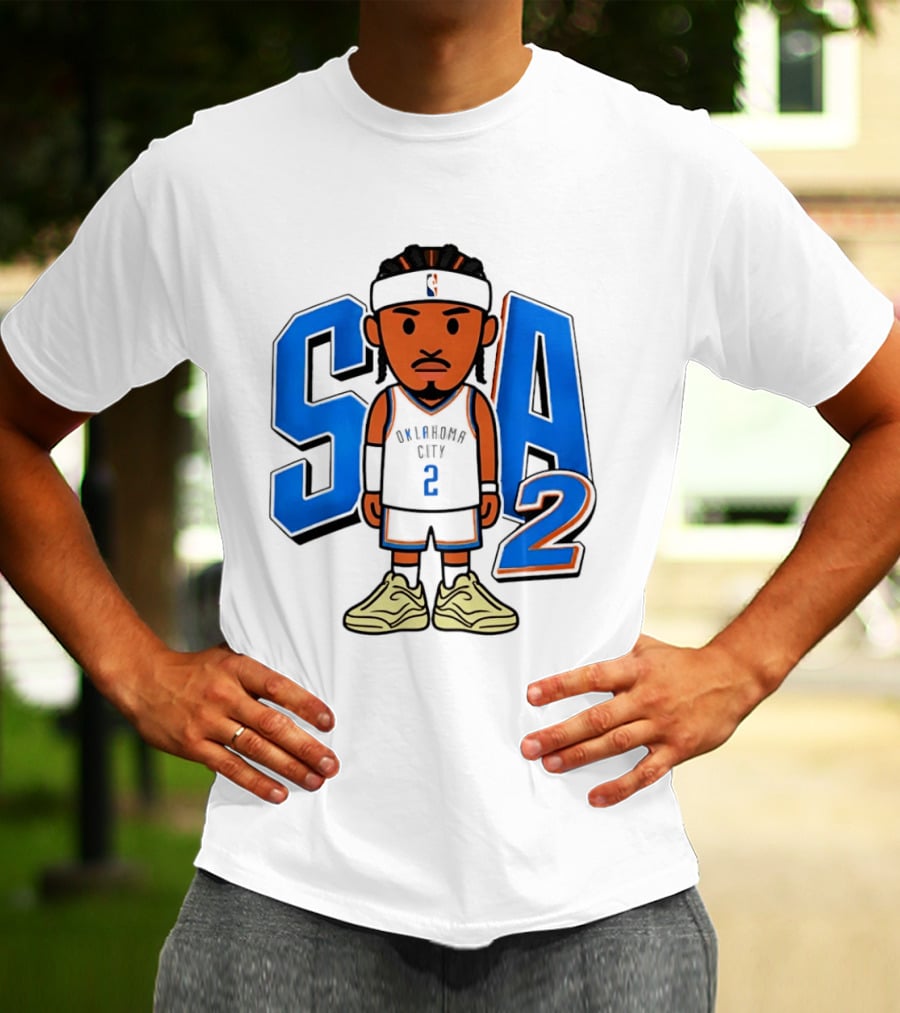 Shai Gilgeous Alexander Oklahoma City 2 Blue SA Caricature T-Shirt