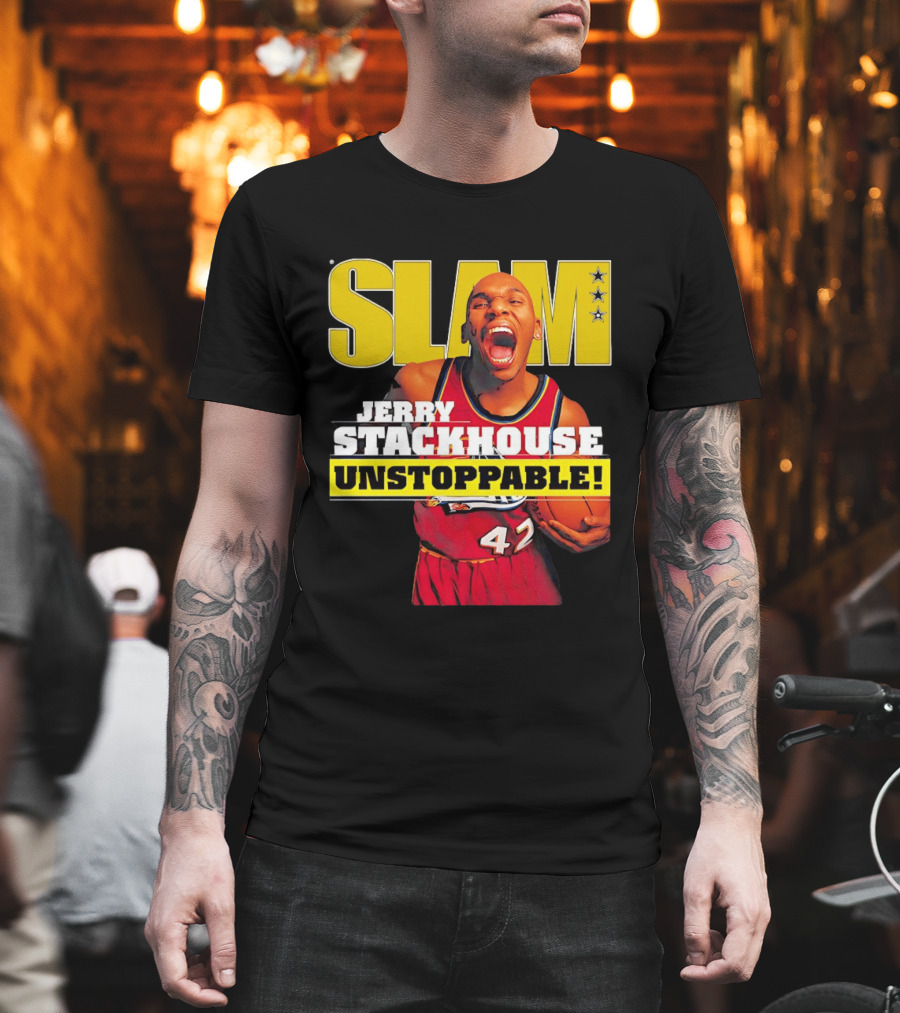Jerry Stackhouse SLAM Unstoppable Detroit Pistons 42 Hardwood Classics Basketball T-Shirt