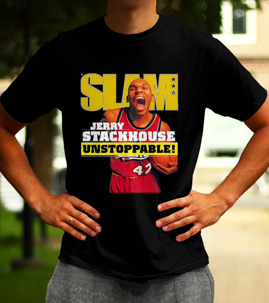 Jerry Stackhouse SLAM Unstoppable Detroit Pistons 42 Hardwood Classics Basketball T-Shirt