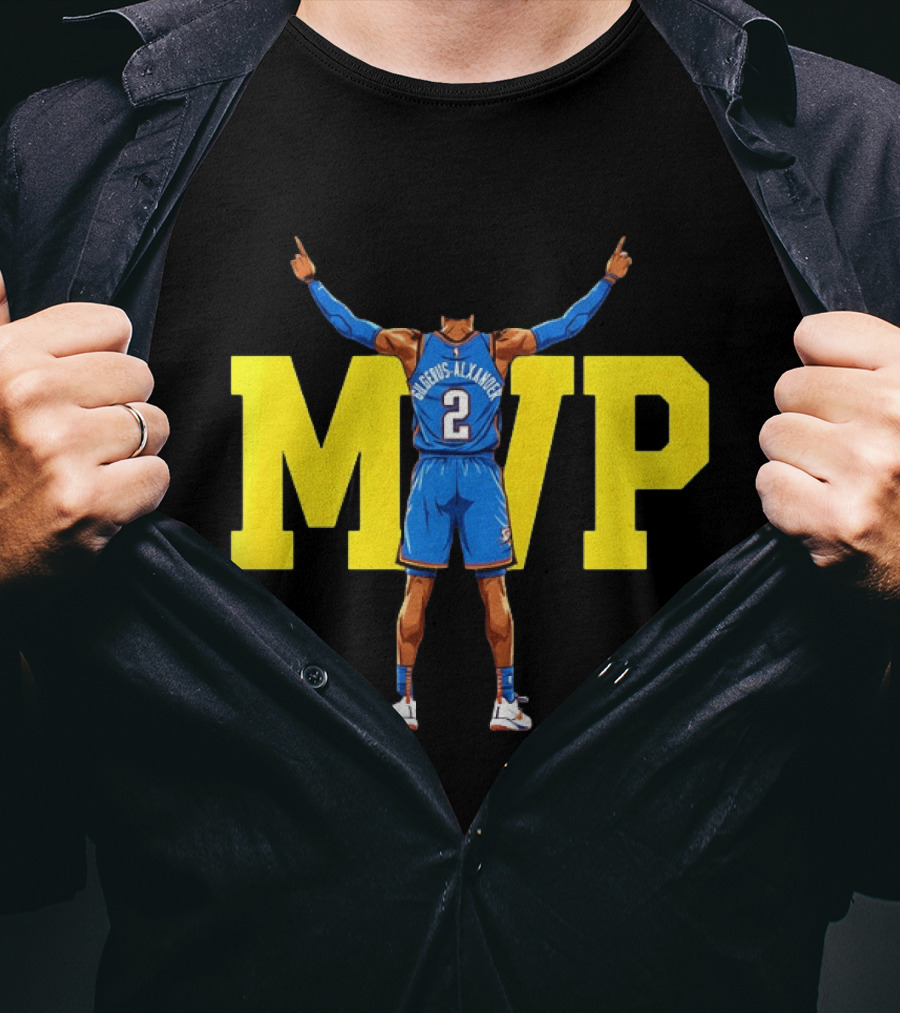 MVP Back 2 Back Shai Gilgeous Alexander Oklahoma City Thunder Basketball Player Blue Jersey Number 2 T-Shirt