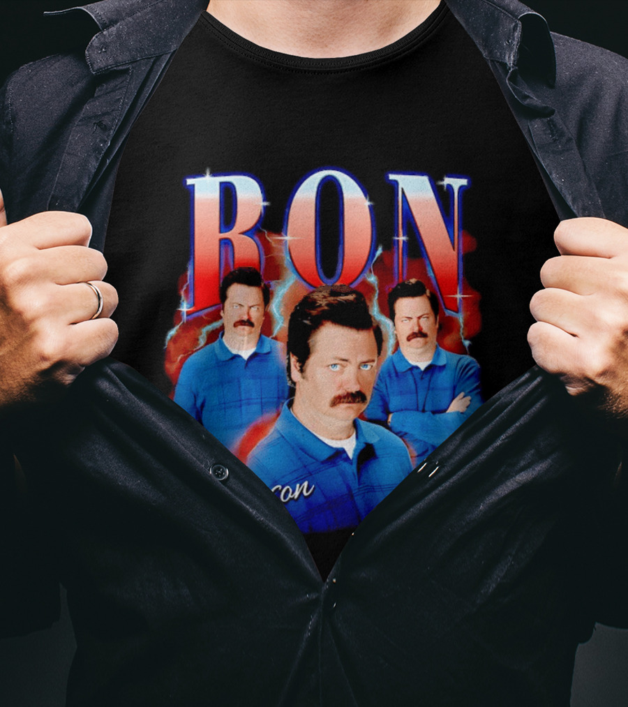 Ron Swanson Triple Image Humor T-Shirt