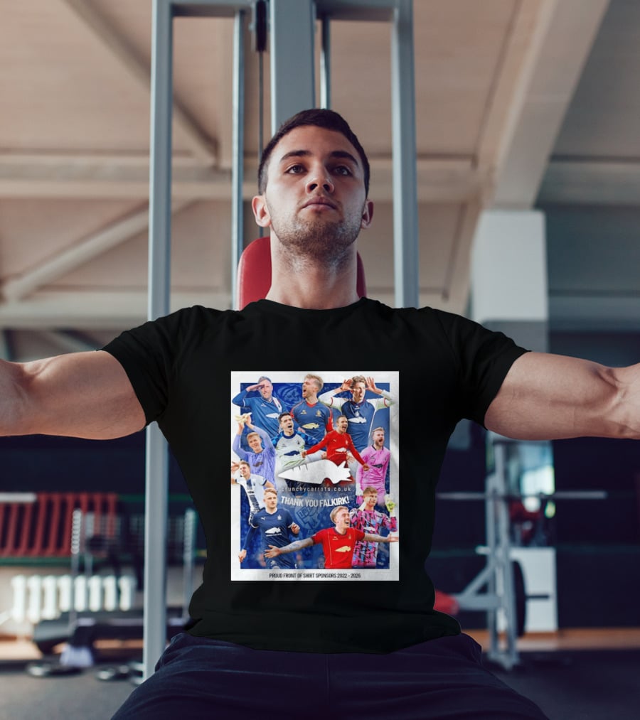 Crunchycarrots.co.uk Thank You Falkirk FC Proud Front Of Sponsors 2022 2026 T-Shirt