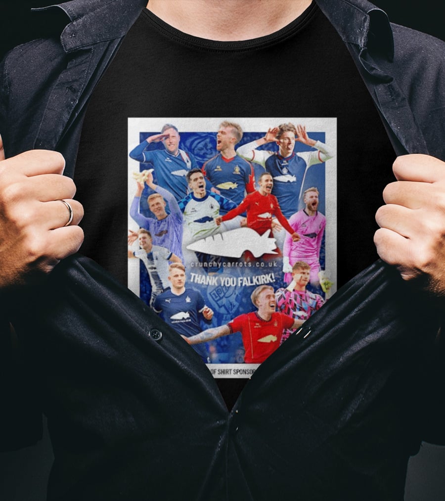 Crunchycarrots.co.uk Thank You Falkirk FC Proud Front Of Sponsors 2022 2026 T-Shirt