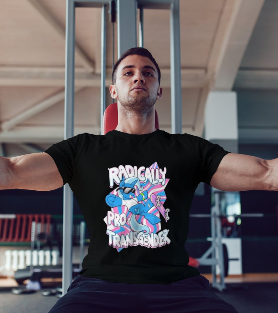 Radically Pro Transgender Skateboarding Unicorn With Sunglasses T-Shirt