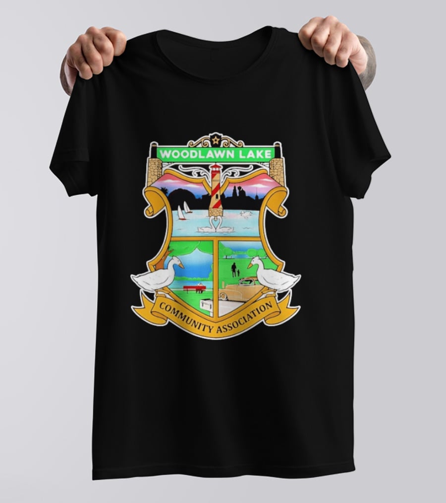 Woodlawn Lake Community Association Scenic Emblem In San Antonio Texas T-Shirt