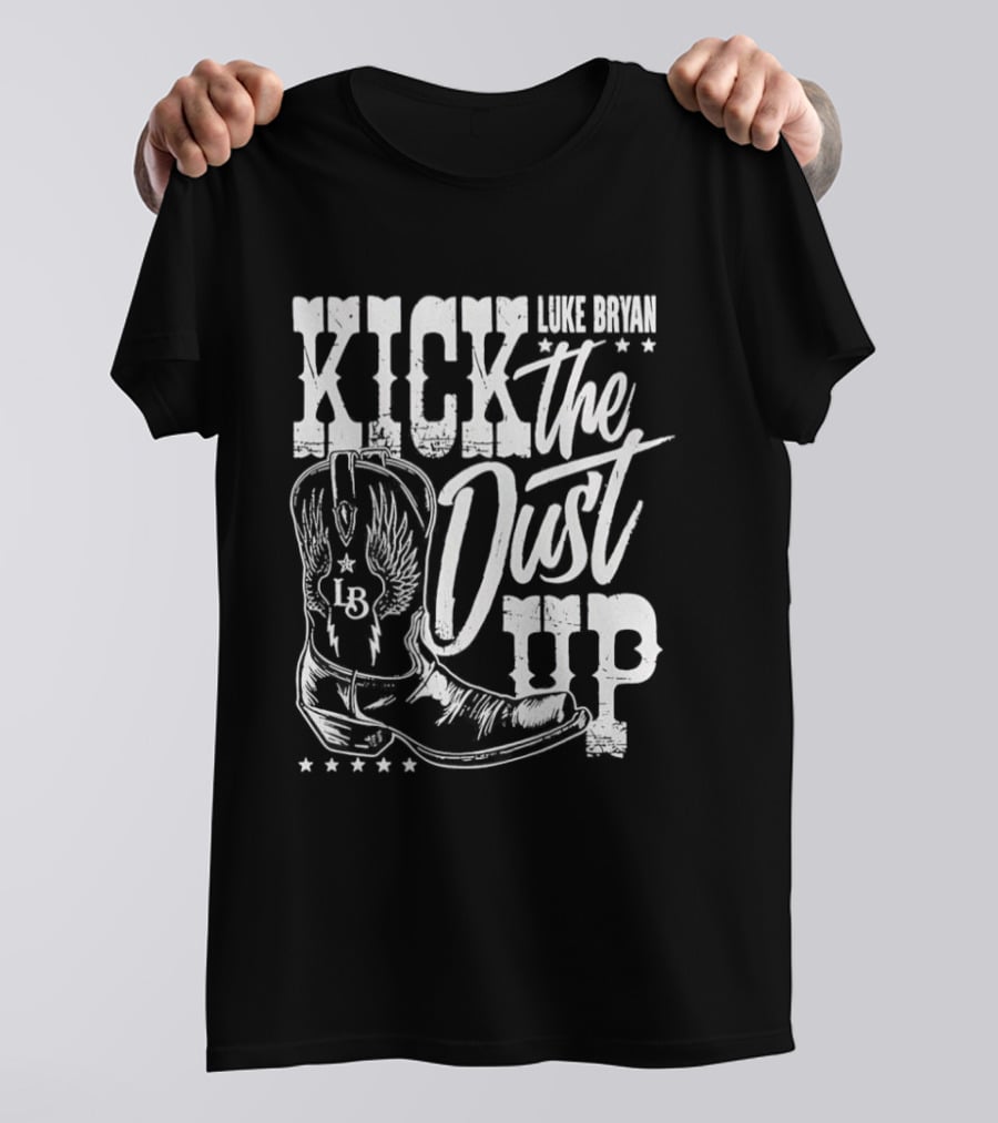 Luke Bryan Kick The Dust Up Cowboy Boot Wing Stars T-Shirt