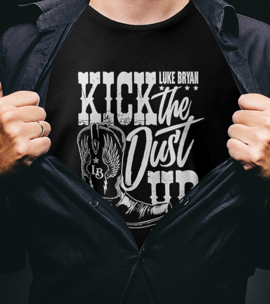 Luke Bryan Kick The Dust Up Cowboy Boot Wing Stars T-Shirt