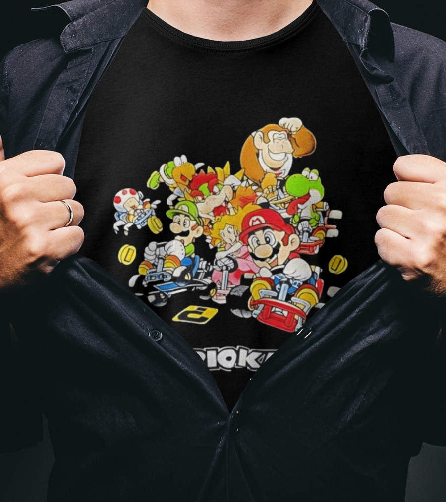 MARIOKART Racing Characters Compilation Black T-Shirt