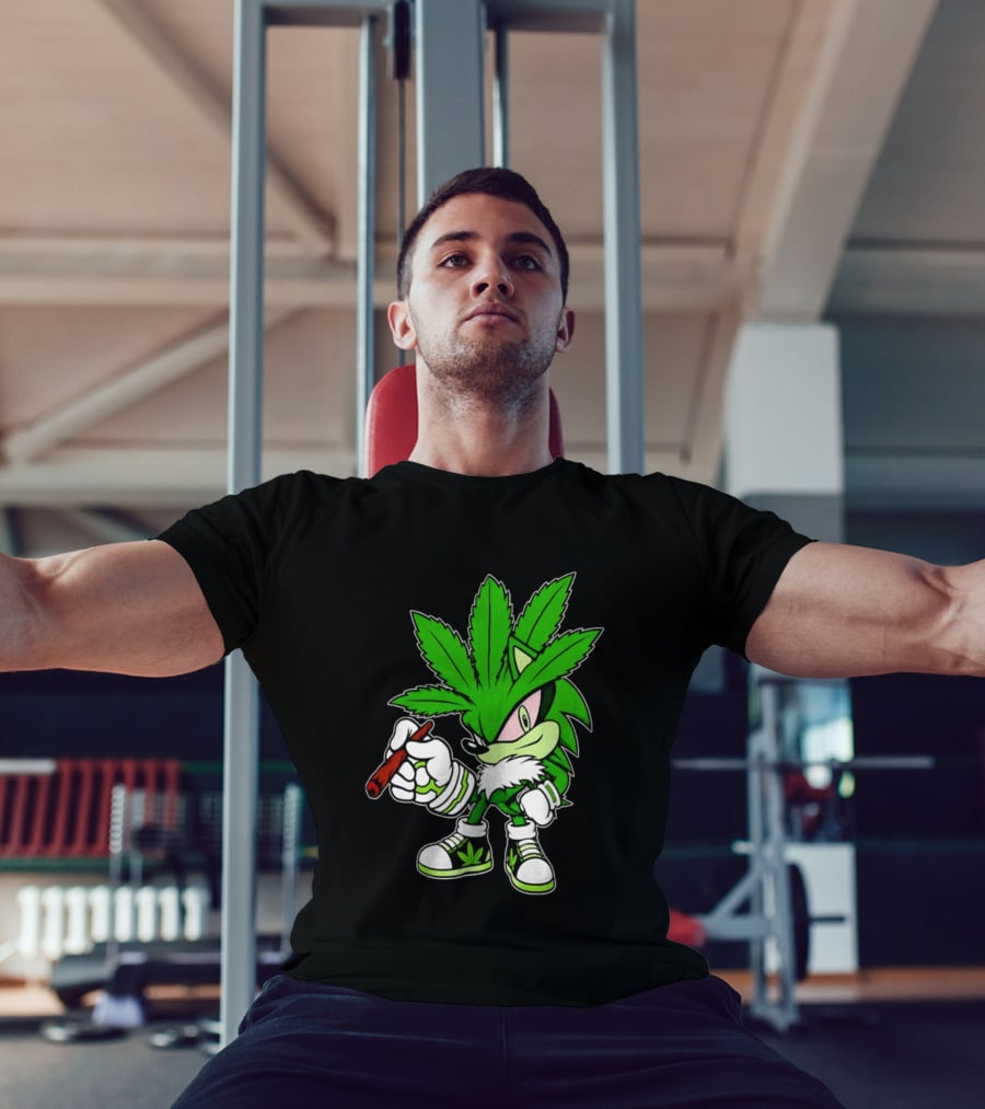 Chronic The Hemphog Weed Cartoon Sonic Parody Cannabis Leaf T-Shirt
