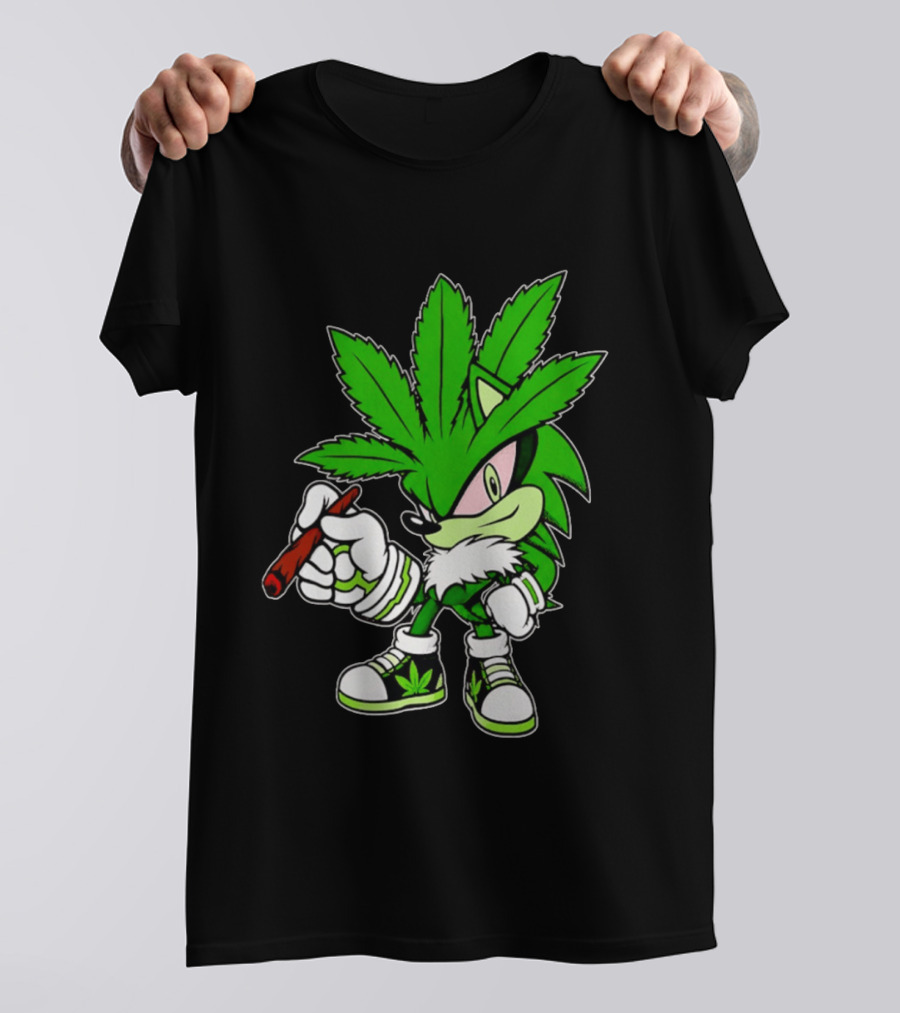 Chronic The Hemphog Weed Cartoon Sonic Parody Cannabis Leaf T-Shirt