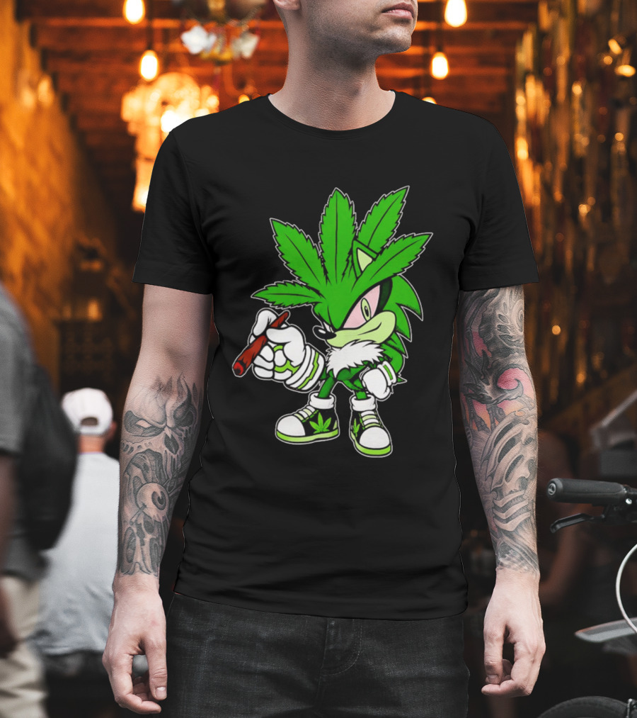 Chronic The Hemphog Weed Cartoon Sonic Parody Cannabis Leaf T-Shirt