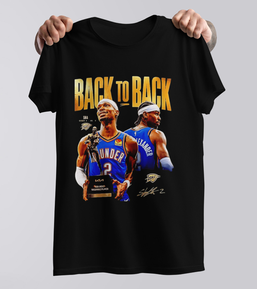 Shai Gilgeous Alexander Back To Back 2026 NBA MVP OKC Thunder SGA 2 T-Shirt