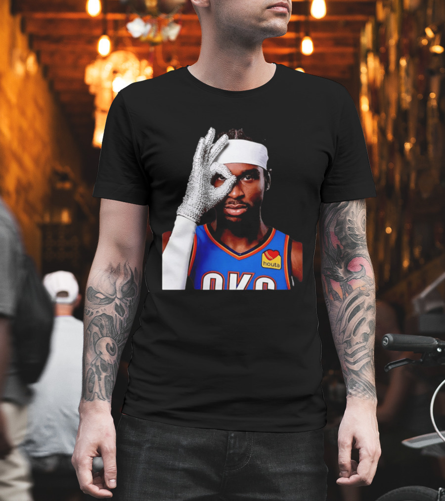 Shai Gilgeous Alexander OKC Thunders Houta Jersey Iceman Glove Gesture T-Shirt
