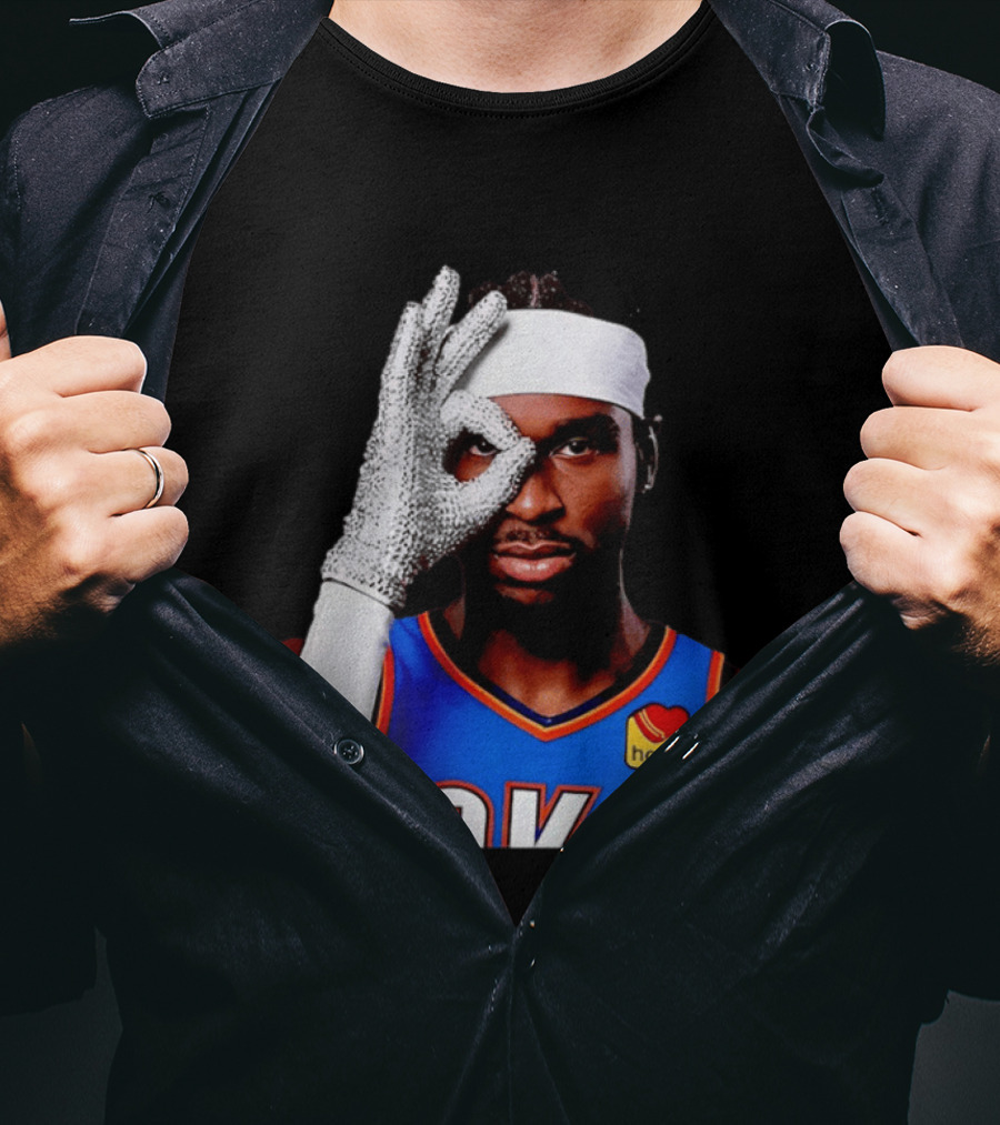 Shai Gilgeous Alexander OKC Thunders Houta Jersey Iceman Glove Gesture T-Shirt