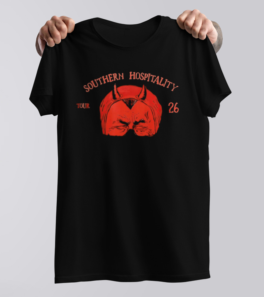Southern Hospitality Tour 26 Devil Mask Red Horns T-Shirt
