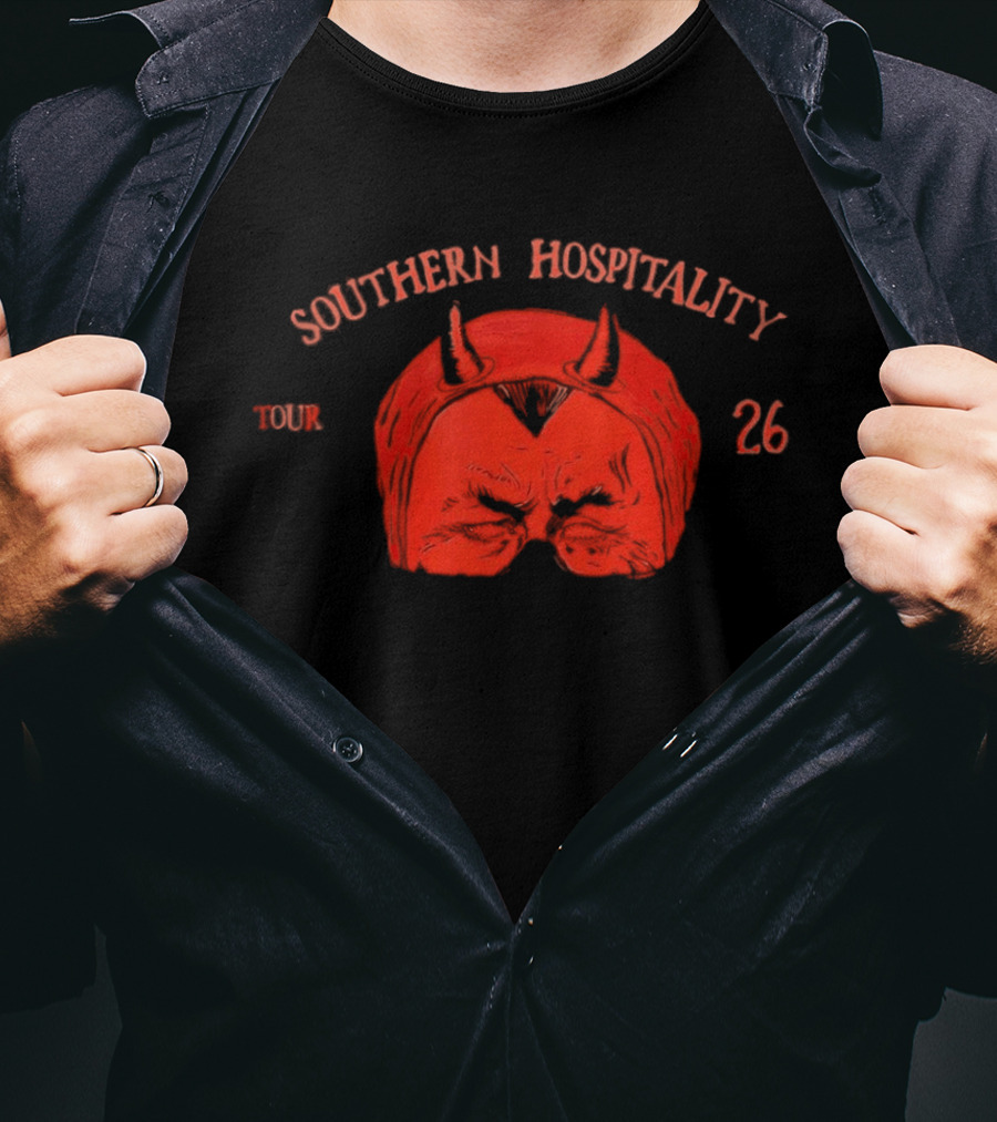 Southern Hospitality Tour 26 Devil Mask Red Horns T-Shirt