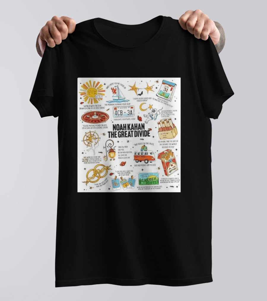 Noah Kahan The Great Divide Album Art Lyric Doodle August 31 Highlights T-Shirt