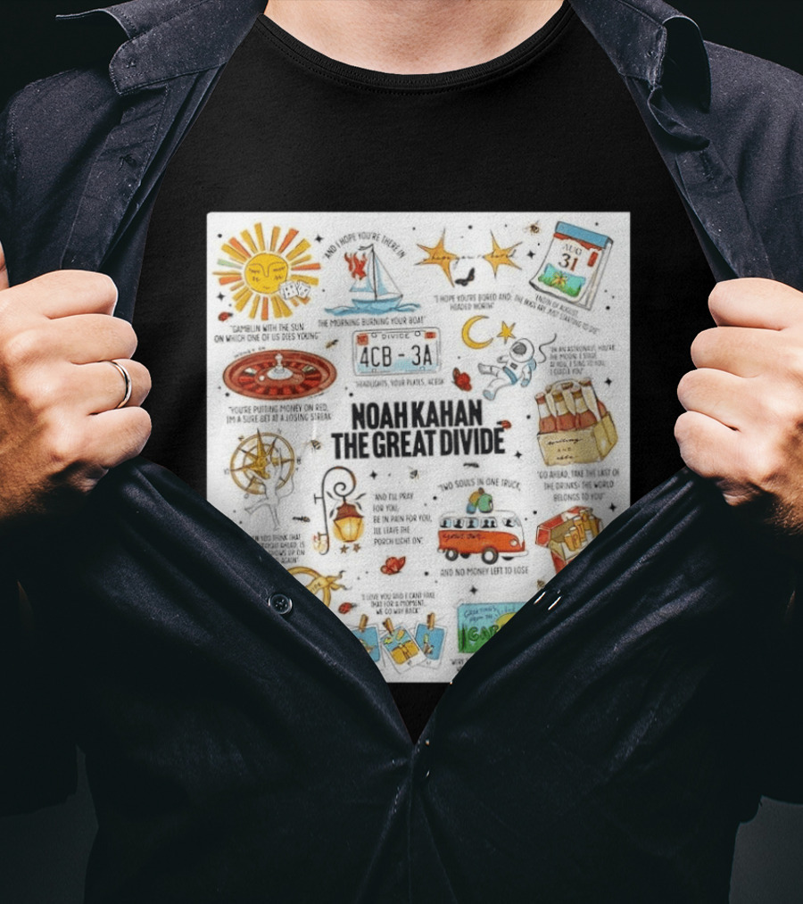 Noah Kahan The Great Divide Album Art Lyric Doodle August 31 Highlights T-Shirt