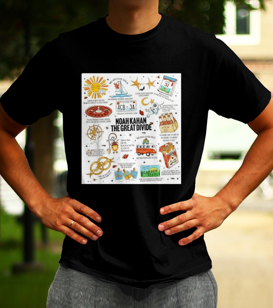 Noah Kahan The Great Divide Album Art Lyric Doodle August 31 Highlights T-Shirt