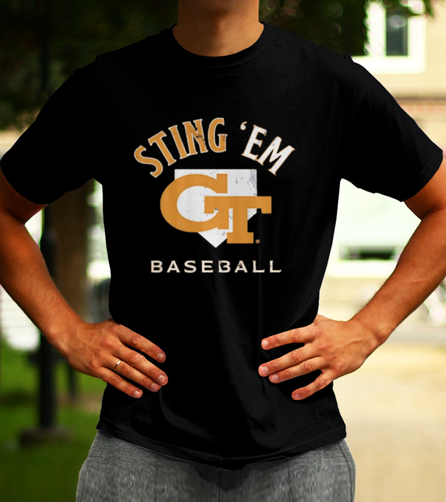 Georgia Tech Yellow Jackets Sting 'Em GT Baseball Home Plate T-Shirt