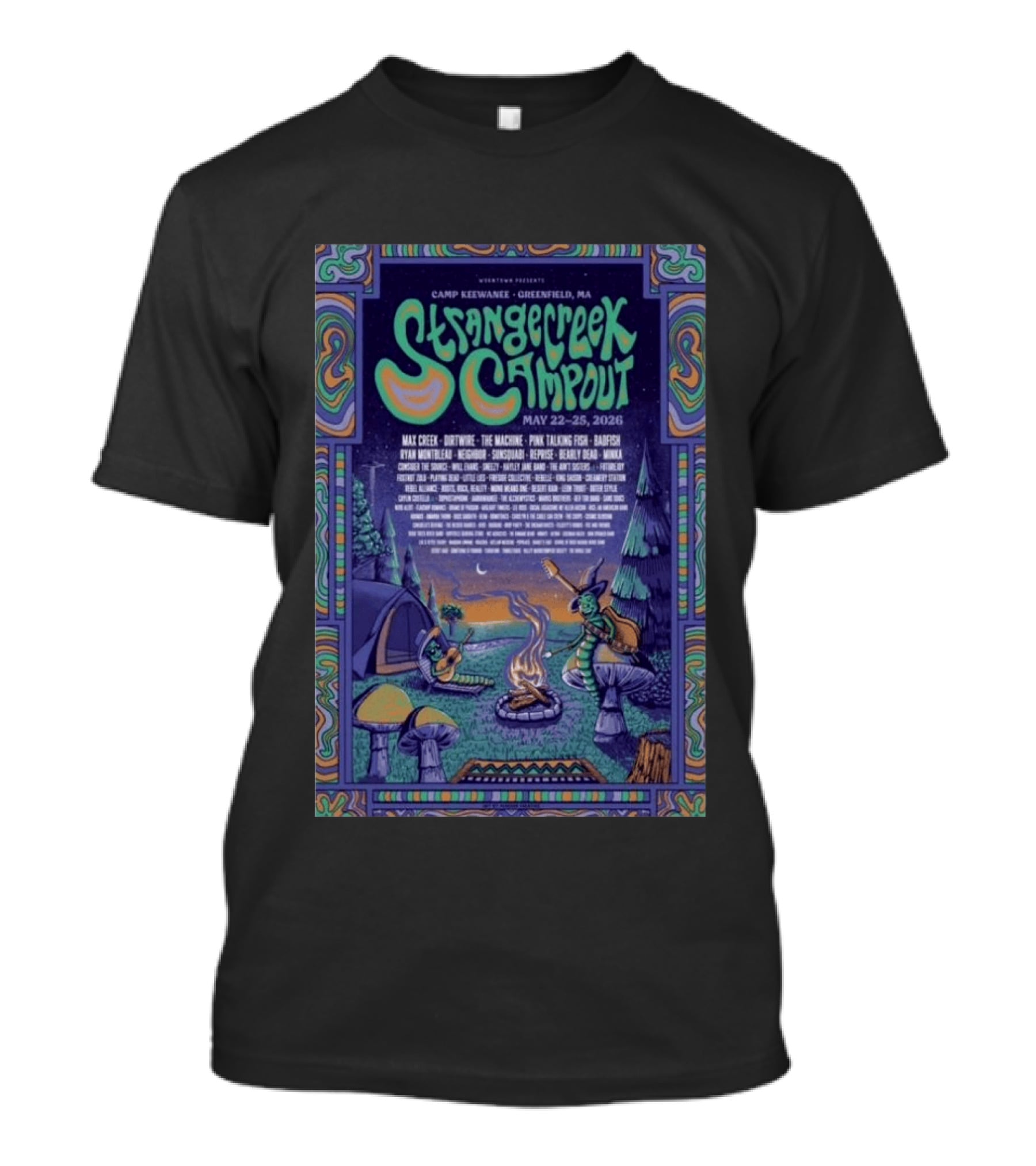 StrangeCreek Campout Greenfield May 22 25 2026 Camp KeeWanee Max Creek Pink Talking Fish Festival T-Shirt