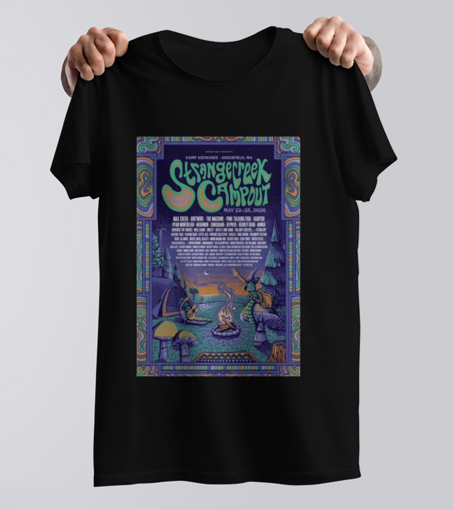 StrangeCreek Campout Greenfield May 22 25 2026 Camp KeeWanee Max Creek Pink Talking Fish Festival T-Shirt