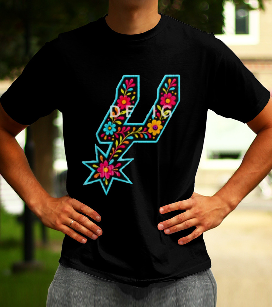 Original Spurs Floral San Antonio Spurs Basketball Nba 2026 Floral Pattern Spurs Logo 2026 T-Shirt