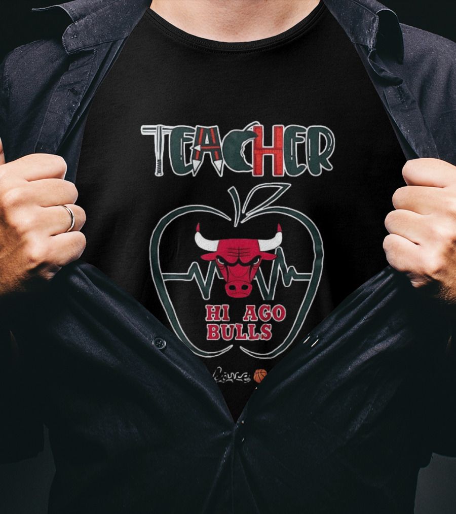 Teacher Teach Love Chicago Bulls Apple Basketball Inspire T-Shirt