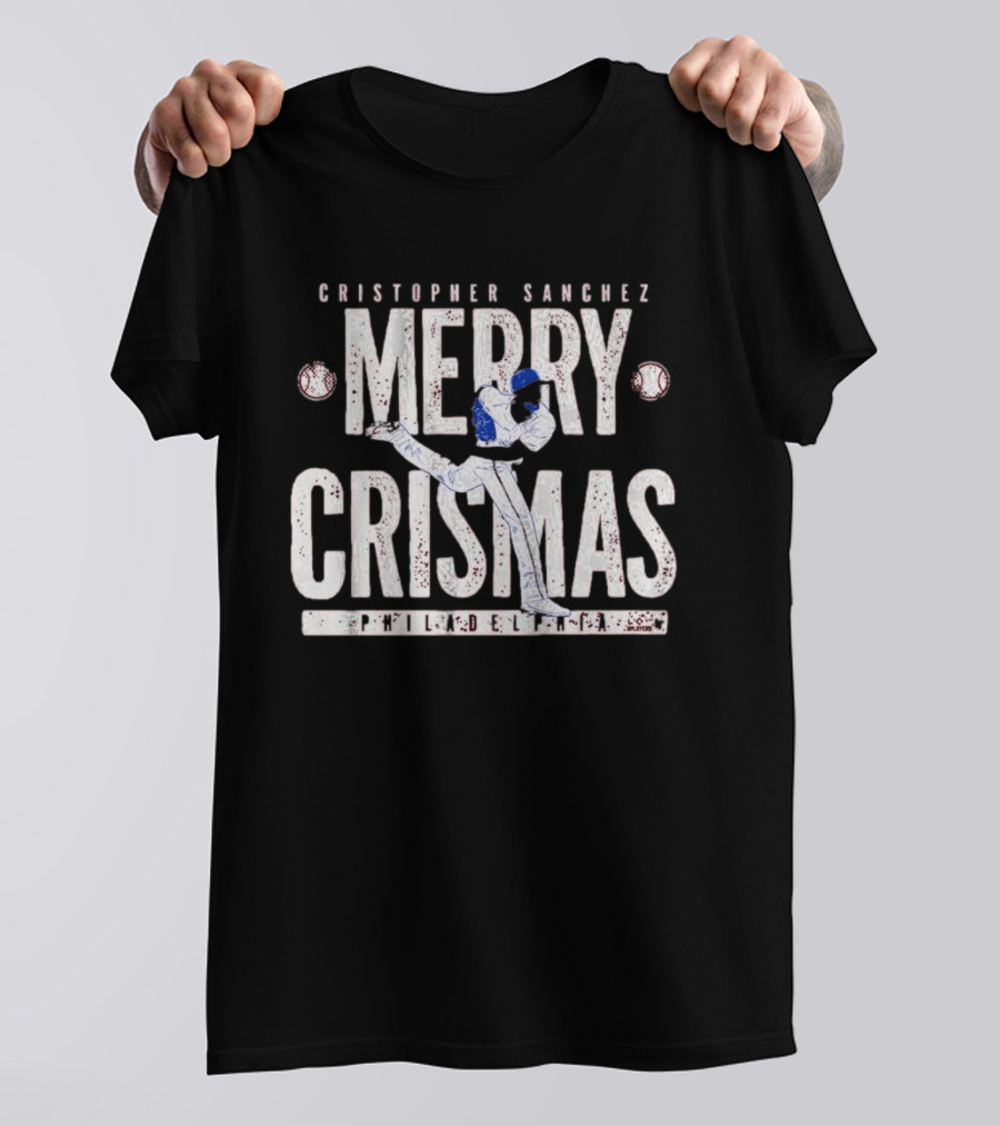 Philadelphia Phillies Cristopher Sanchez Merry Crismas Baseball Pitcher T-Shirt