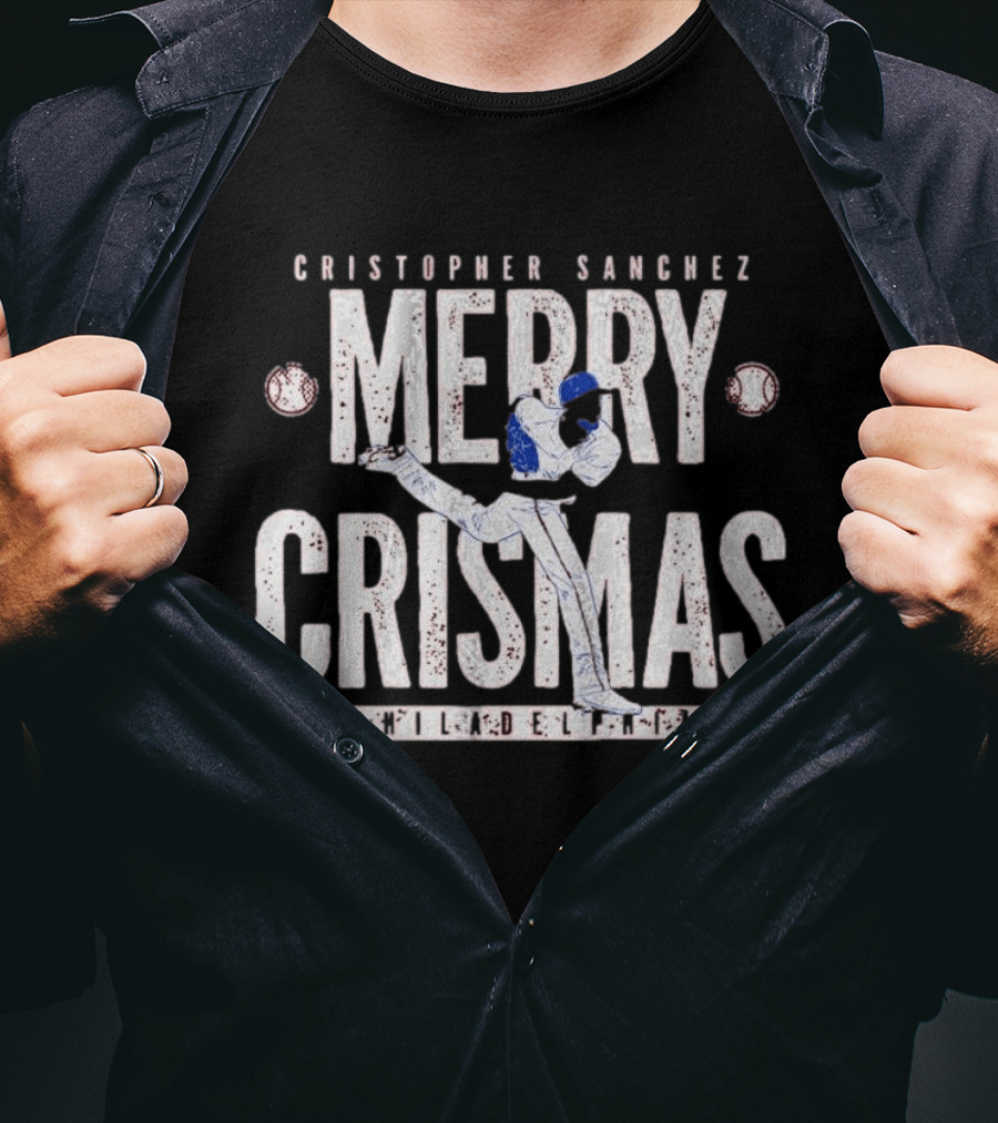 Philadelphia Phillies Cristopher Sanchez Merry Crismas Baseball Pitcher T-Shirt