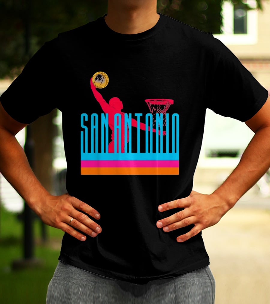 San Antonio Basketball Dunking Pink T-Shirt