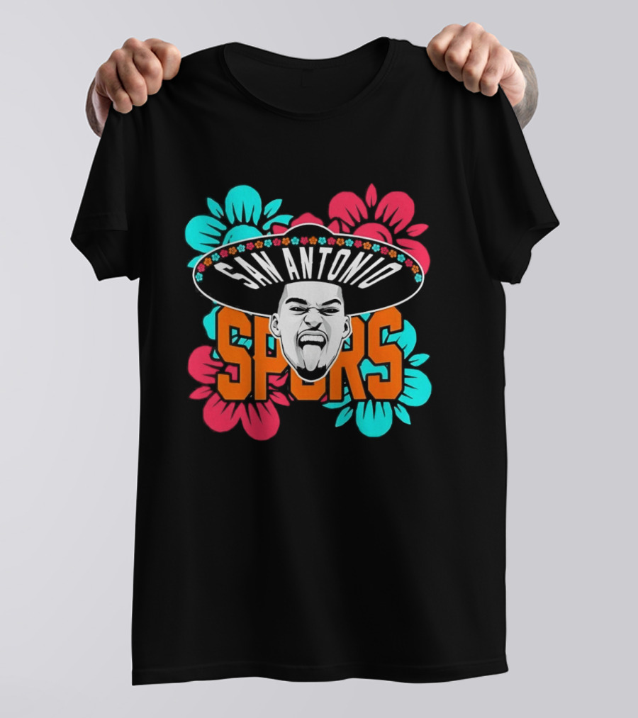 San Antonio Spurs Victor Wembanyama Sombrero Flowers T-Shirt