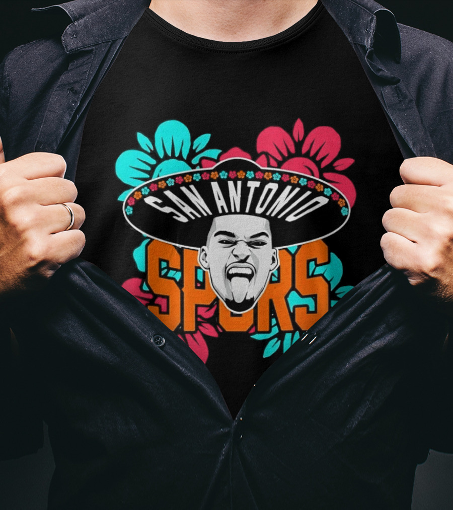 San Antonio Spurs Victor Wembanyama Sombrero Flowers T-Shirt